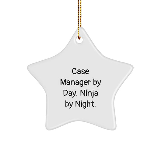 Funny Case Manager Gifts from Family - Case Manager Star Ornament with 'Case Manager By Day. Ninja By Night.' Quote, Perfect for Christmas - Image 1