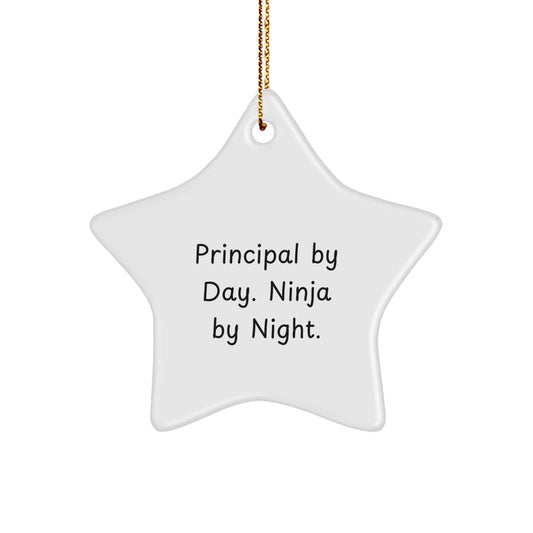 Funny Principal Gifts from Men - Star Ornament for Christmas Unique Ideas, Principal By Day. Ninja By Night. Funny Gift for Principal, Principal Star Ornament for Men - Image 1