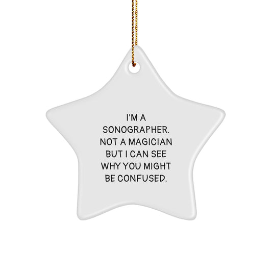 Funny Sonographer Gifts from Family for Christmas Unique Star Ornament - Image 1