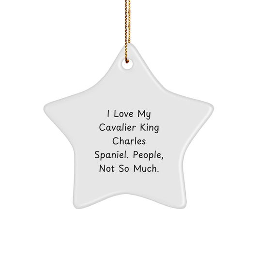 Funny Cavalier King Charles Spaniel Dog Gifts from Men to Friends - Christmas Unique Star Ornament with I Love My Cavalier King Charles Spaniel People Not So Much Quote - Image 1