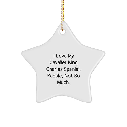 Funny Cavalier King Charles Spaniel Dog Christmas Star Ornament Gifts from Family to Cavalier King Charles Spaniel Dog Lover, 'I Love My Cavalier King Charles Spaniel. People, Not So Much.' - Image 1