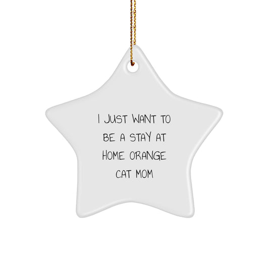 Funny Orange Cat Mom Gifts from Friends and Family - Christmas Star Ornament for Orange Cat Lover - Image 1