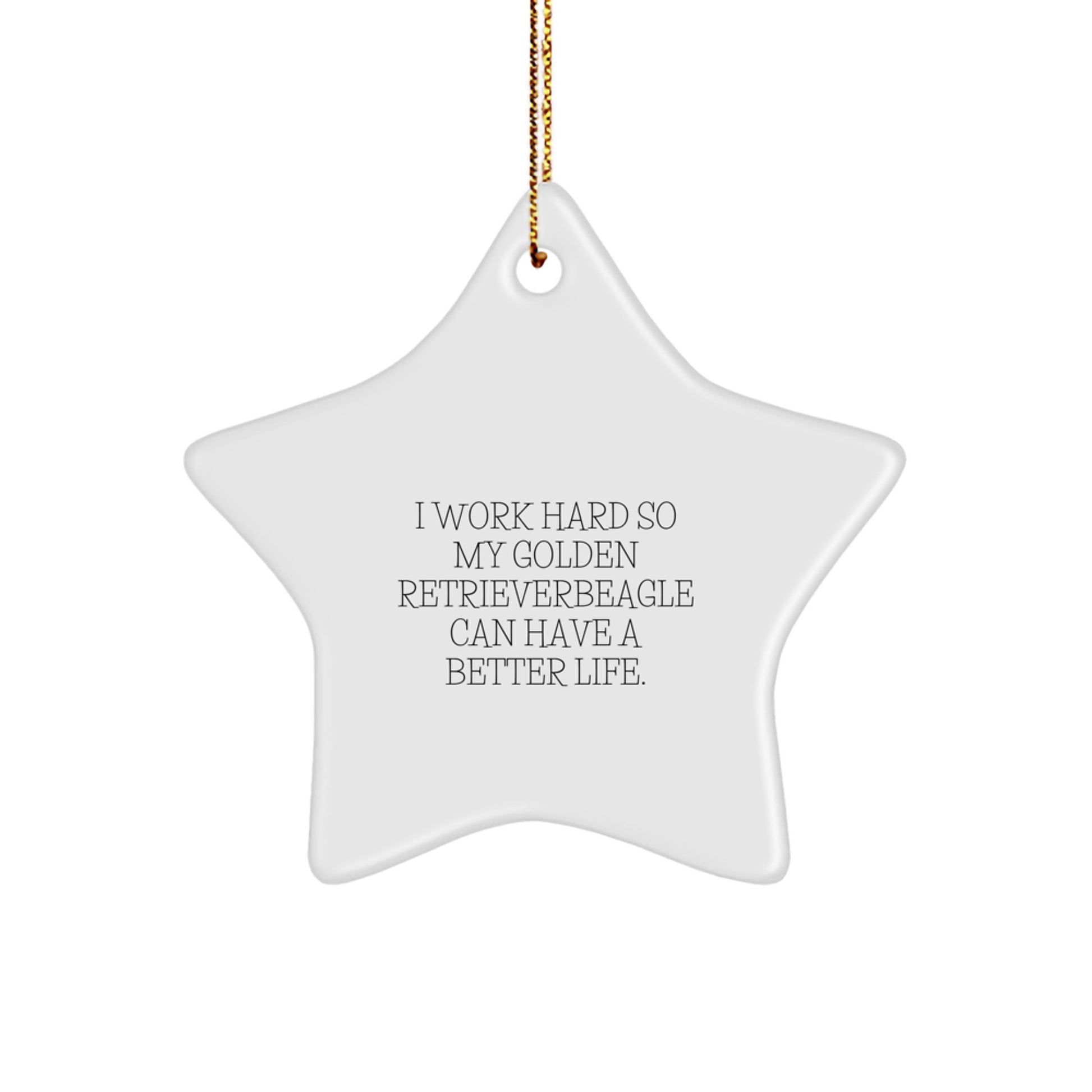 Golden Retriever Dog Lover's Funny Christmas Unique Gift Idea - I Work Hard Ornament, Gifts from Family to Friends for Golden Retriever Dog Owners, Funny Star Ornament - Image 1