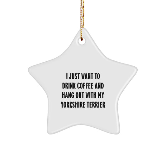 Funny Yorkshire Terrier Dog Star Ornament Gifts for Men from Friends at Christmas - Image 1
