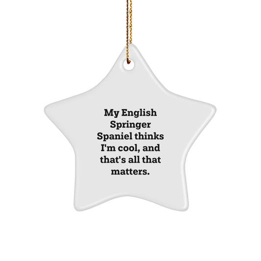 Funny English Springer Spaniel Dog Gifts, Star Ornament for Home Decor, 'My English Springer Spaniel Thinks I'm Cool, And That's All That Matters.' - Gifts from Family for Christmas Unique Gifts - Image 1
