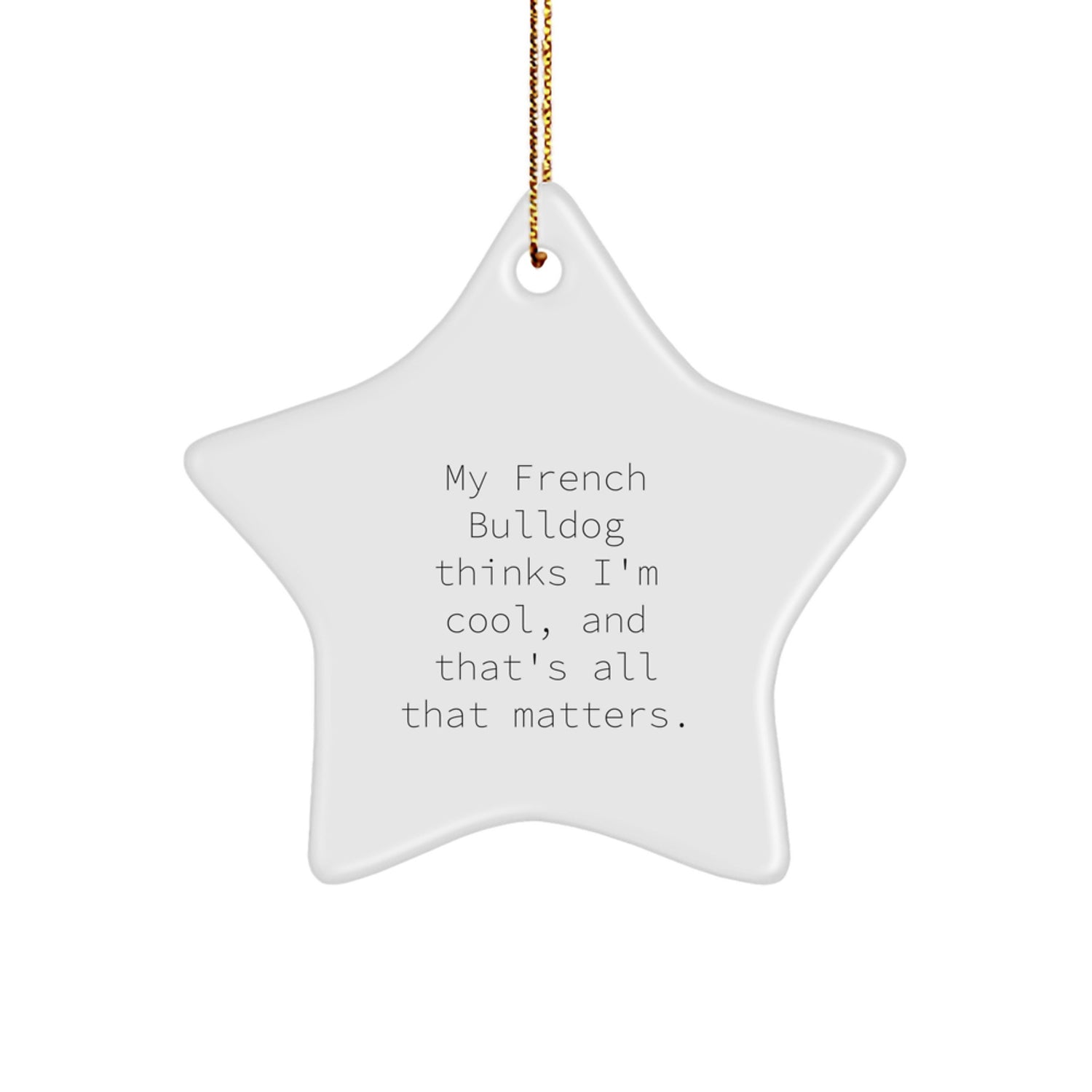 French Bulldog Star Ornament, Funny Quote Gifts for Men, Women, Friends, Coworkers, Family - 'My French Bulldog Thinks I'm Cool, And That's All That Matters.' - Image 1