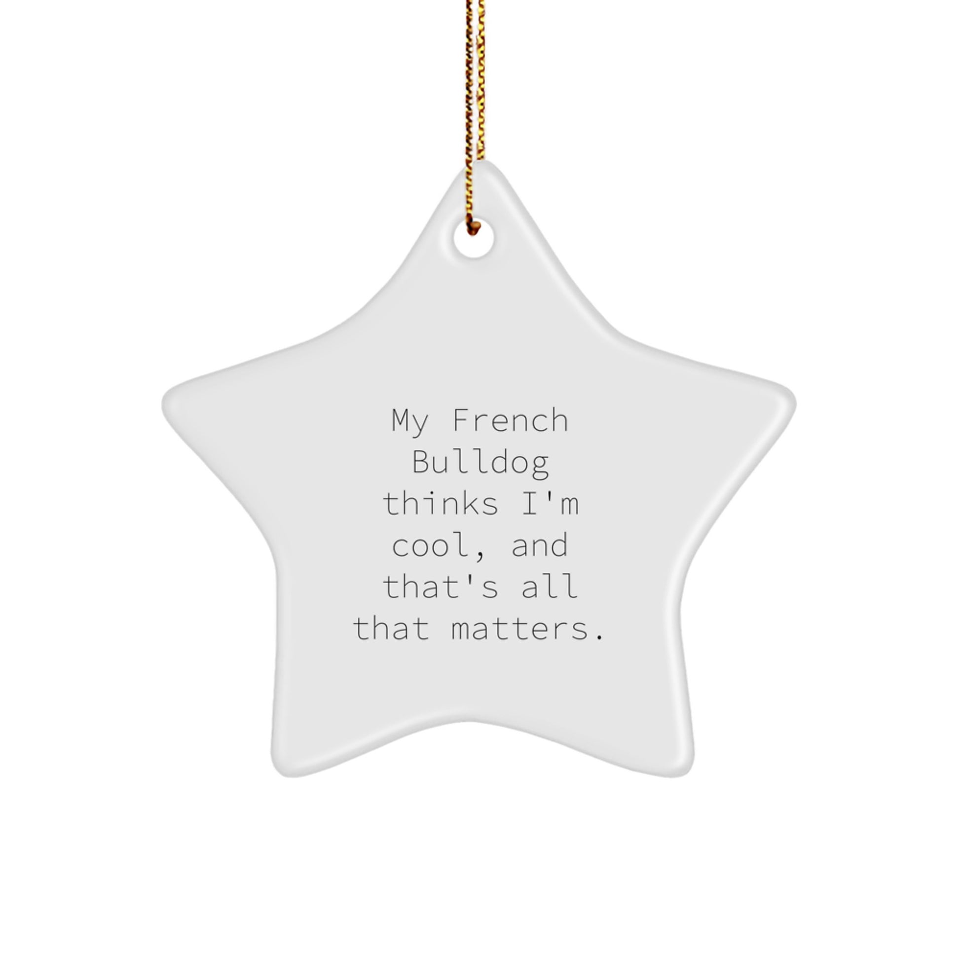 French Bulldog Star Ornament, Funny Quote Gifts for Men, Women, Friends, Coworkers, Family - 'My French Bulldog Thinks I'm Cool, And That's All That Matters.' - Image 1