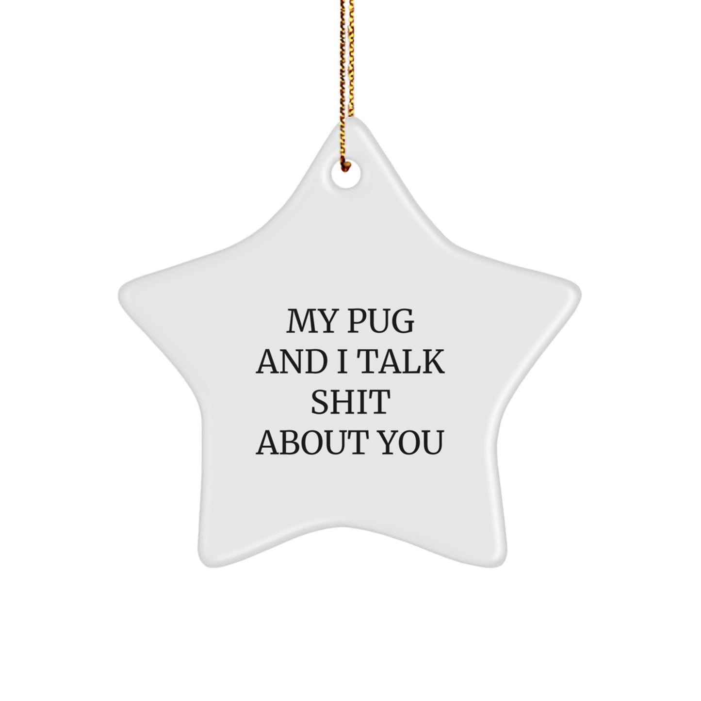 Funny Pug Dog Star Ornament Gifts for Pug Dog Lovers from Family - My Pug And I Talk Shit About You, Christmas Unique Gifts - Image 1