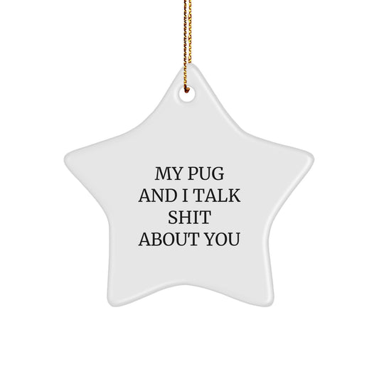 Funny Pug Dog Star Ornament Gifts for Pug Dog Lovers from Family - My Pug And I Talk Shit About You, Christmas Unique Gifts - Image 1