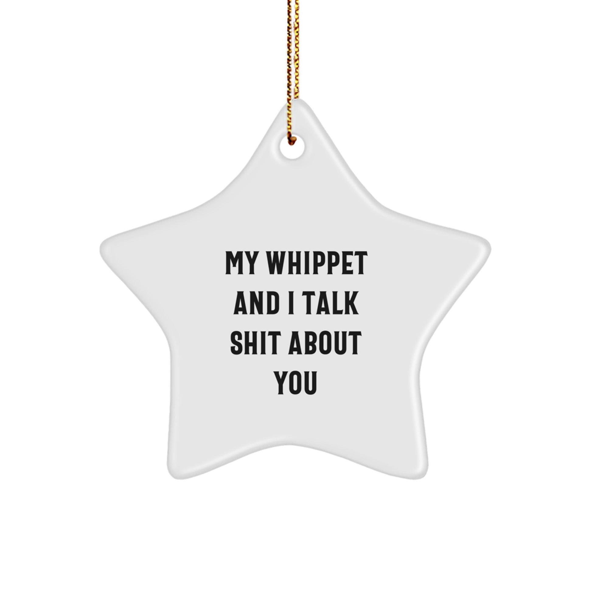 Funny Whippet Dog Star Ornament Gifts for Men Women Friends from Family - Unique Christmas Decorations - My Whippet And I Talk Shit About You - Image 1