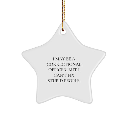 Funny Correctional Officer Gifts for Him, Star Ornament, I May Be A Correctional Officer, But I Can't Fix Stupid People, Christmas Unique Gifts from Family Friends - Image 1