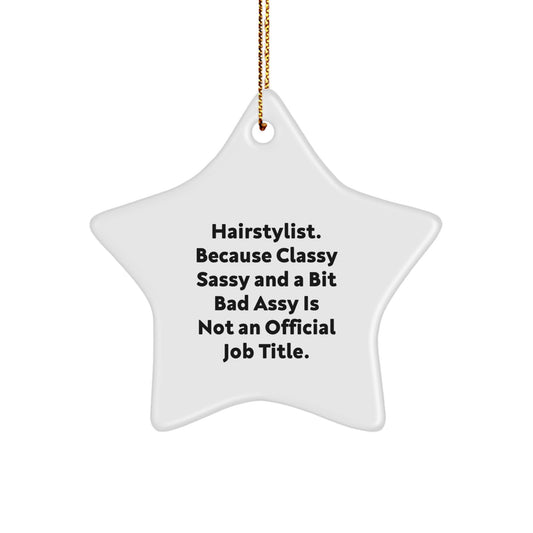 Funny Hairstylist Christmas Star Ornament Gifts from Friends for Men Women Coworkers Family - Image 1