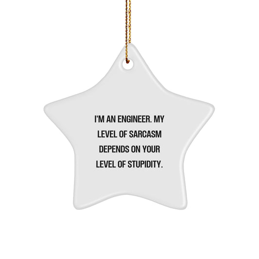 Funny Engineer Star Ornament Gifts for Men Women from Friends Coworkers Family - 'I'm An Engineer My Level Of Sarcasm Depends On Your Level Of Stupidity' Christmas Unique Gifts - Image 1
