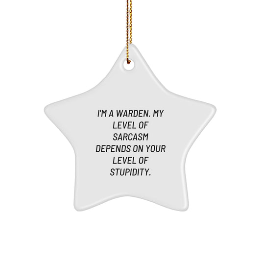 Funny Warden Star Ornament Gift for Warden Friends, Perfect Christmas Unique Gifts from Men to Women - Image 1