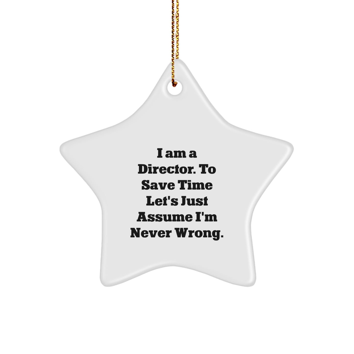 Funny Director Gifts from Friends for Directors Christmas Unique Star Ornament, I'm Never Wrong Star Decoration - Image 1
