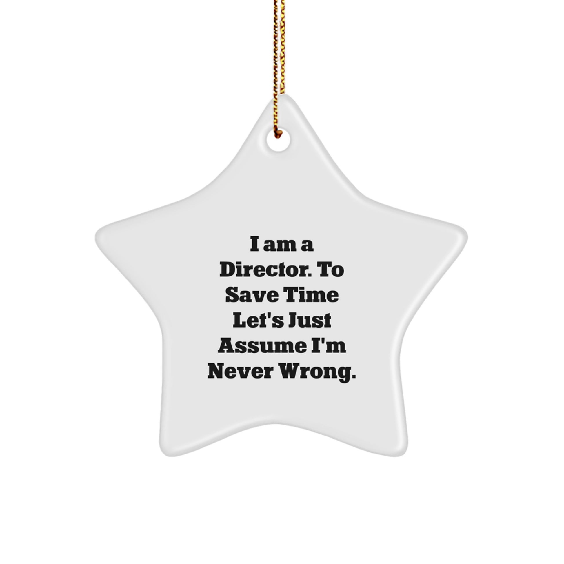 Funny Director Gifts from Friends for Directors Christmas Unique Star Ornament, I'm Never Wrong Star Decoration - Image 1