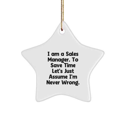 Funny Christmas Unique Gifts for Sales Managers - Sales Manager Star Ornament with Inspirational Quote - Gifts from Family to Sales Manager with Love - Image 1