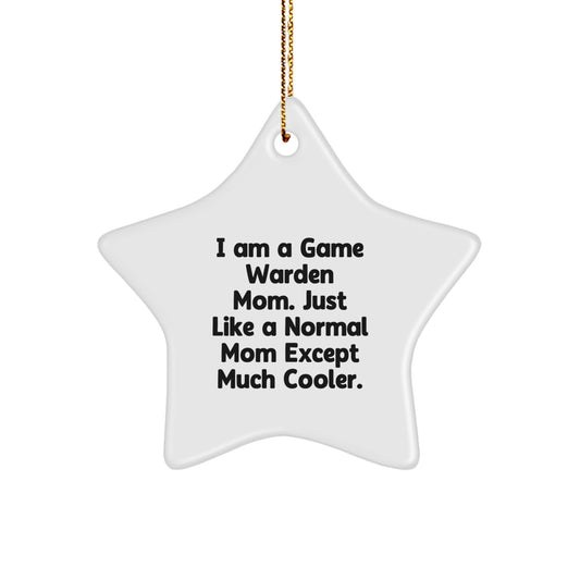 Funny Game Warden Mom Gifts from Family, Unique Star Ornament for Game Wardens, Christmas Decorations for Offices - Image 1
