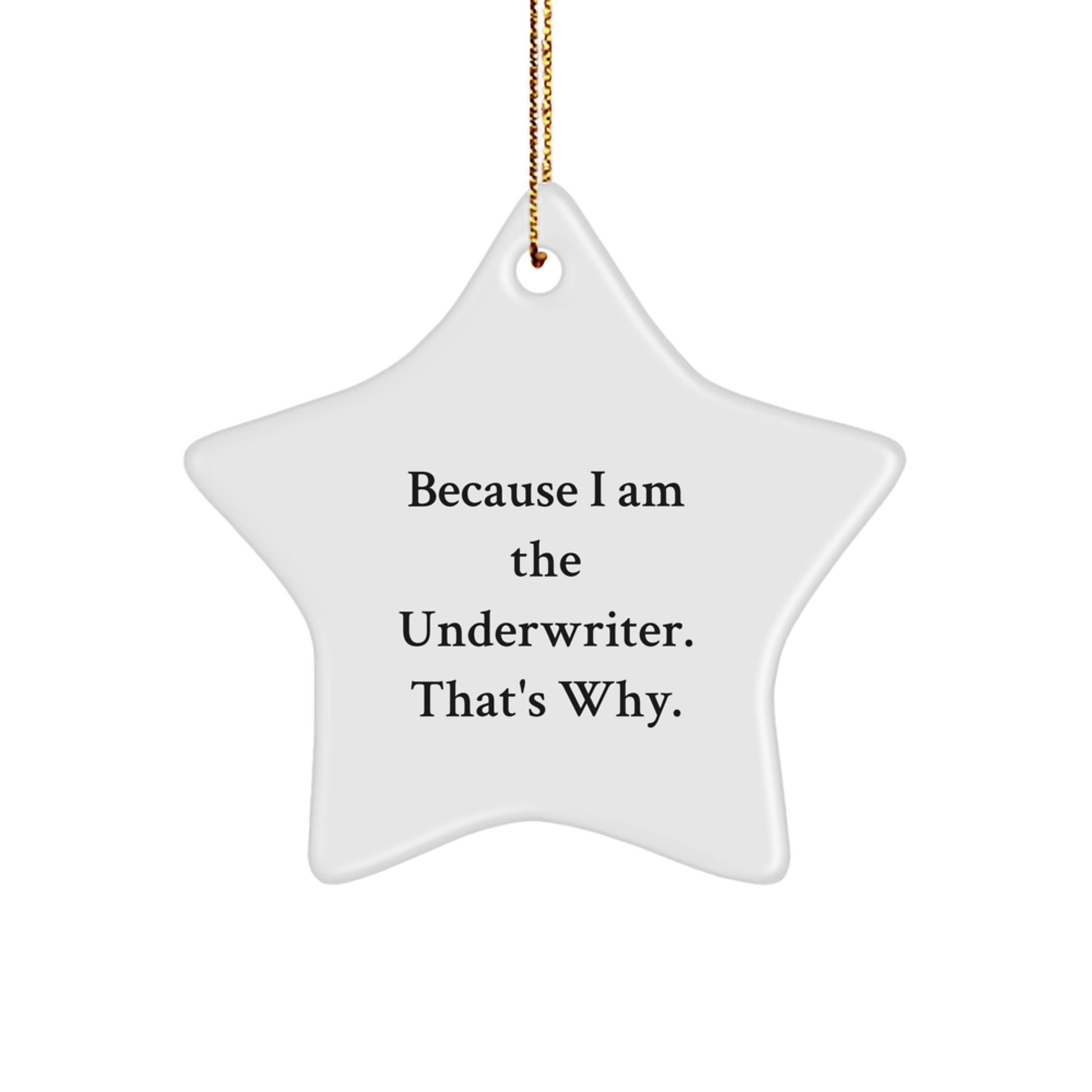 Underwriter Christmas Unique Gifts from Friends, Funny Star Ornament Because I Am The Underwriter That's Why, Underwriter Men Gifts - Image 1