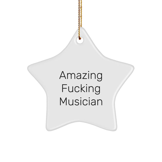 Funny Musician Gifts from Friends for Amazing Musician Star Ornament White Star Shaped Christmas Unique Gifts - Image 1