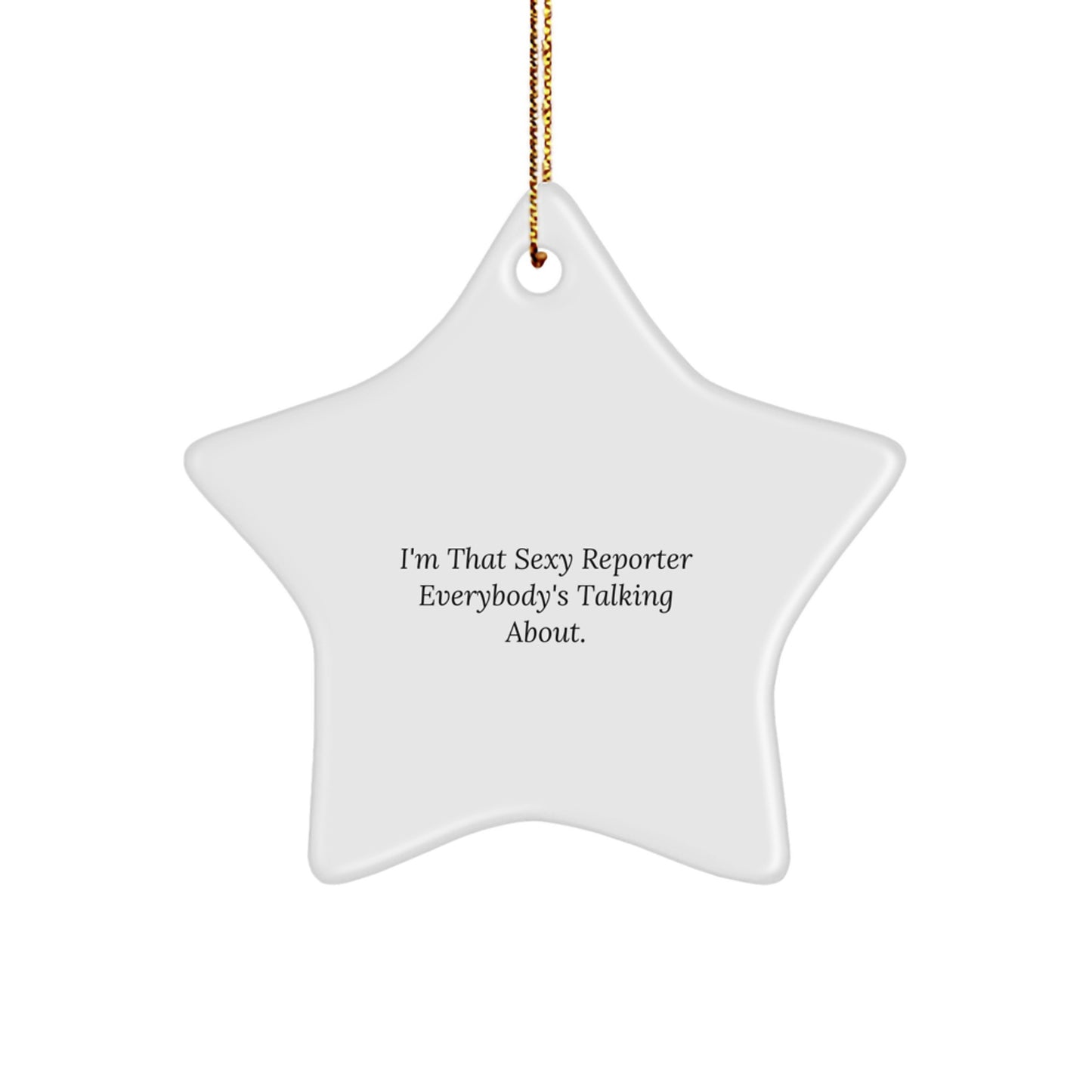Gifts from Friends and Family for the Reporter Who's That Sexy Star Ornament, Christmas Unique Decorations, Funny Quote Reporter Star Shaped White MDF and Glossy Finish Decor - Image 1