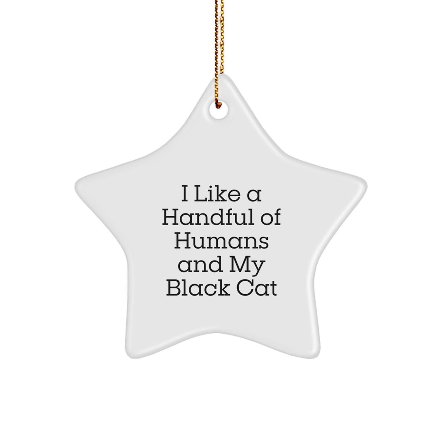 Black Cat Gifts from Men for Friends, 'I Like A Handful Of Humans And My Black Cat', Star Ornament, Christmas Unique Presents - Image 1