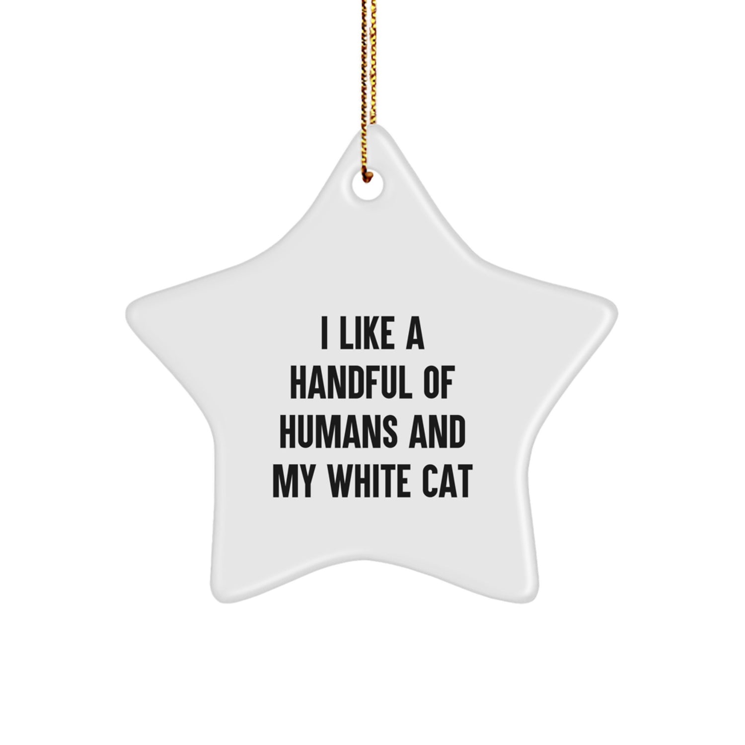 Funny White Cat Lover Gifts from Family to Friends - White Cat Star Ornament for Christmas Unique Decorations - Image 1