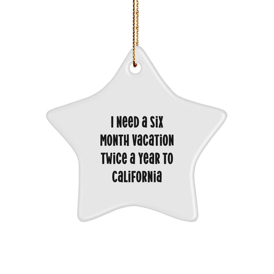 Funny California Star Ornament Gifts from Friends and Family, Christmas Unique Decorations for California Lovers - Image 1