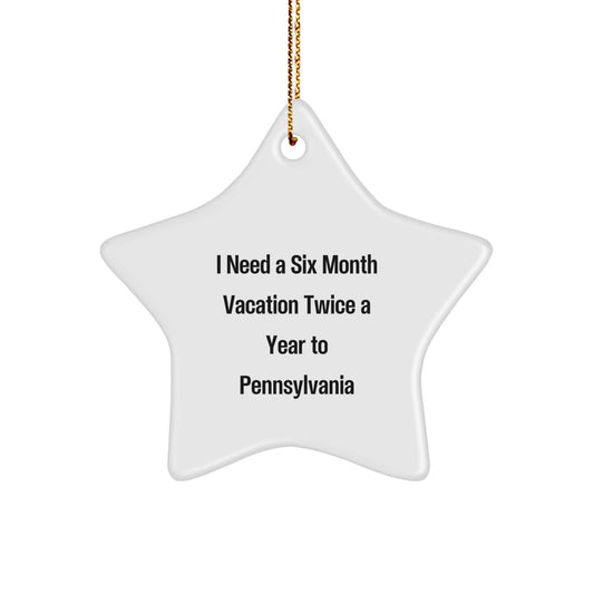 Pennsylvania Star Ornament, Gift from Loved Ones, Funny Quote for Friends, Family, Coworkers - White Star Shaped Decoration, Perfect for Christmas Unique Gifts - Image 1