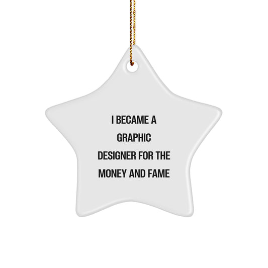 Funny Graphic Designer Gifts from Friends for Christmas Unique Star Ornament - Image 1