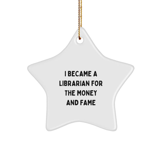 Funny Librarian Gifts from Men to Librarian Friends for Christmas Unique Star Ornament - Image 1