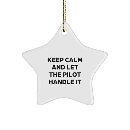 Funny Pilot Gifts: Keep Calm And Let The Pilot Handle It, Star Ornament for Men, Women, Friends, Coworkers, Family, Christmas Unique Gifts - Image 1