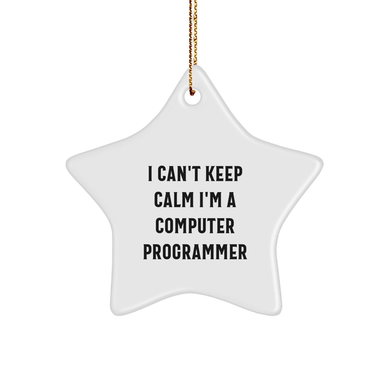 Funny Computer Programmer Star Ornament, Gifts from Friends for Men, Women, or Coworkers, 'I Can't Keep Calm I'm A Computer Programmer' Christmas Unique Gifts - Image 1