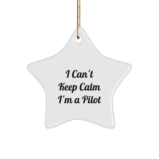 Pilot Gifts for Men, Funny Star Ornament I Cant Keep Calm Im A Pilot Christmas - Image 1