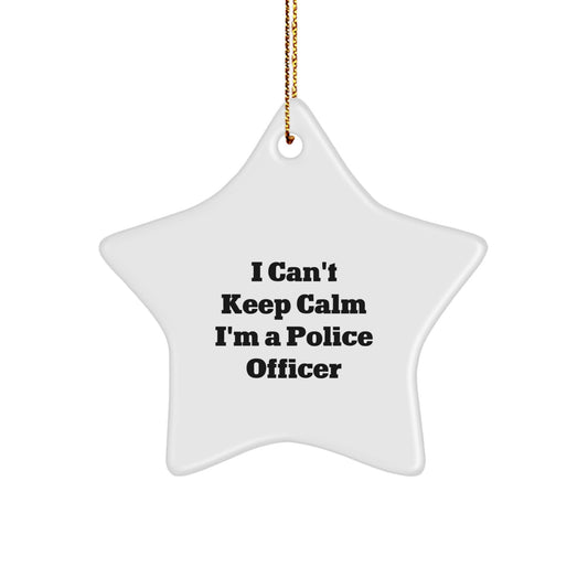 Funny Police Officer Gifts from Men - I'm A Police Officer Star Ornament, White Star Shaped Decor for Christmas Unique Gifts - Image 1