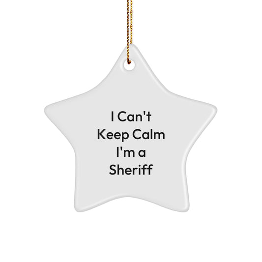 Funny Sheriff Gifts for Men - I Can't Keep Calm I'm A Sheriff Star Ornament, Sheriff Unique Christmas Unique Gifts from Friends, Sheriff Family Christmas Decorations - Image 1