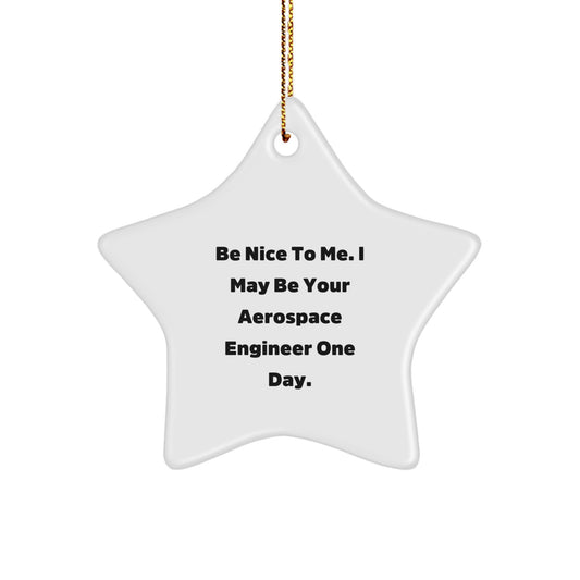 Gifts from Friends to Future Aerospace Engineer Christmas Unique Star Ornaments Funny 'Be Nice To Me' Quote - Image 1