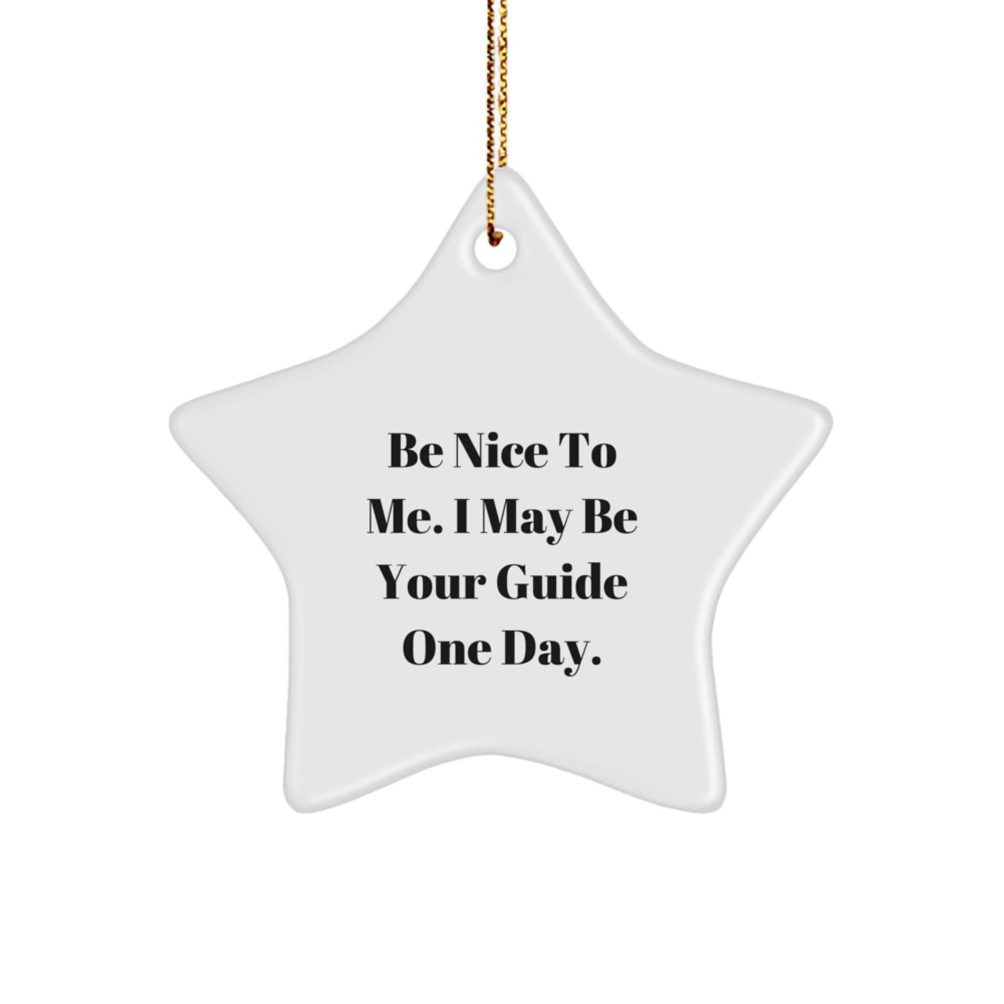 Funny Guide Gifts from Family to Friends - Be Nice To Me. I May Be Your Guide One Day. Star Ornament for Christmas Unique Gifts - Image 1