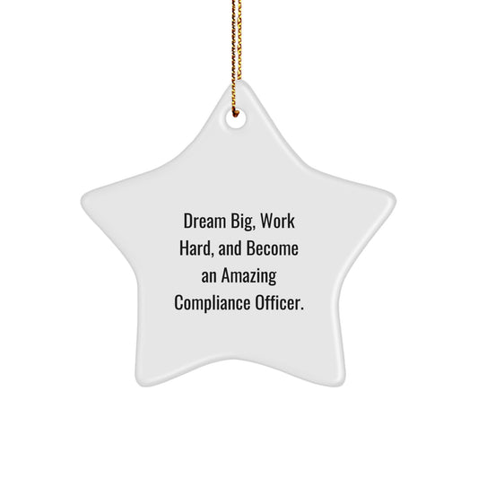 Compliance Officer Star Ornament, 'Dream Big, Work Hard, And Become An Amazing Compliance Officer.' Gifts for Compliance Officer, Unique Christmas Unique Gifts from Family, Friends, or Coworkers - Image 1