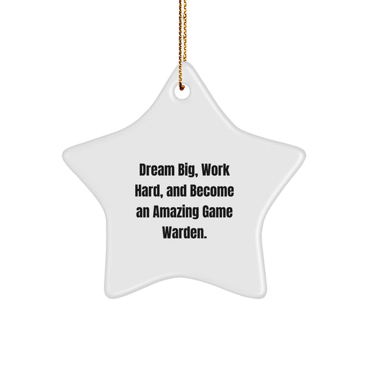 Funny Inspirational Game Warden Gifts for Friends - Star Ornament with 'Dream Big, Work Hard, And Become An Amazing Game Warden' Quote Gifts from Family to Men Women Game Wardens at Christmas - Image 1