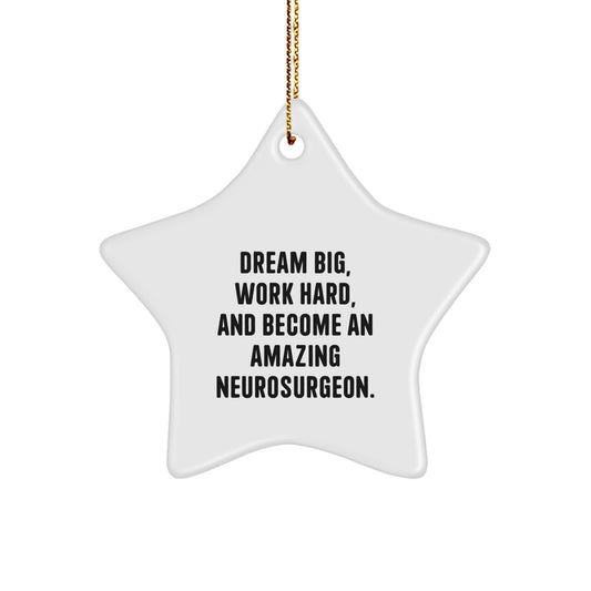 Inspiring Gifts for Neurosurgeon Friends and Family - 'Dream Big, Work Hard' Star Ornament, Christmas Unique Decorations - Image 1