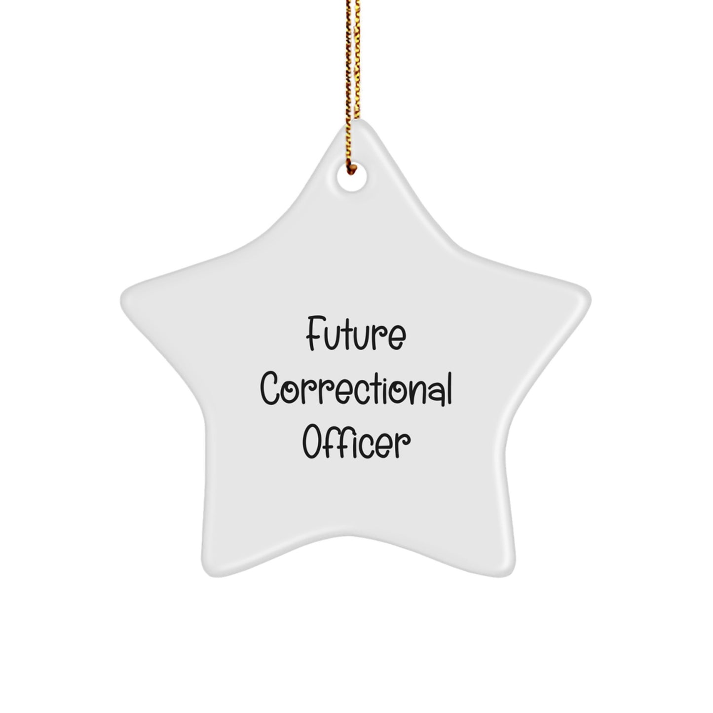 Funny 'You're a Future Correctional Officer, Now Shine' White Star Ornament for Correctional Officer Gifts from Friends and Family at Christmas - Image 1