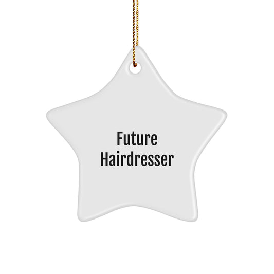 Funny Future Hairdresser Gifts from Men - Star Ornament for Friends and Family Members, Unique Christmas Decorations - Image 1