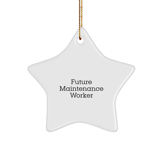 Funny Maintenance Worker Christmas Unique Gifts from Friends for Men - Star Ornament Quote: 'I'm the Future Maintenance Worker, hear me roar!' - White Star Shaped Decorative - Image 1
