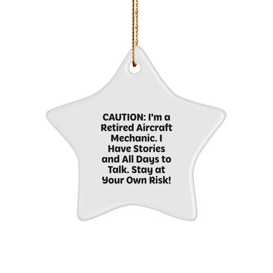 Funny Aircraft Mechanic Star Ornament Christmas Unique Gift for Men, Unique Star Decoration from Friends, Retired Aircraft Mechanic's Quirky Gift for Coworkers - Image 1