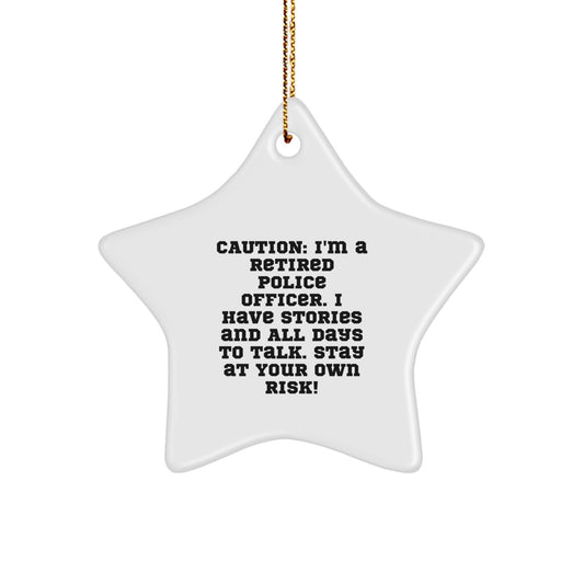 Police Officer Star Ornament Funny Gift for Men Funny Caution Gift from Men - Image 1