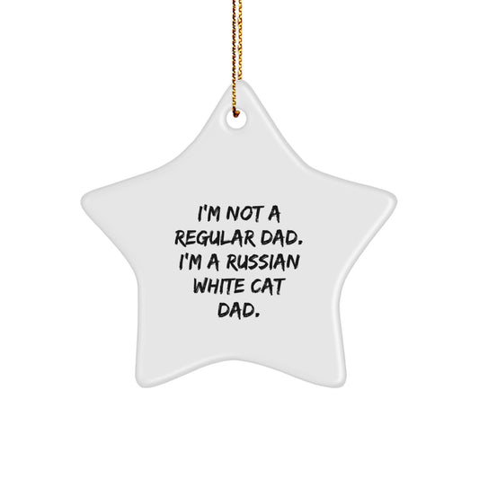 Funny Russian White Cat Dad Gifts - Star Ornament for Christmas from Men, Women, Friends, or Family - Image 1