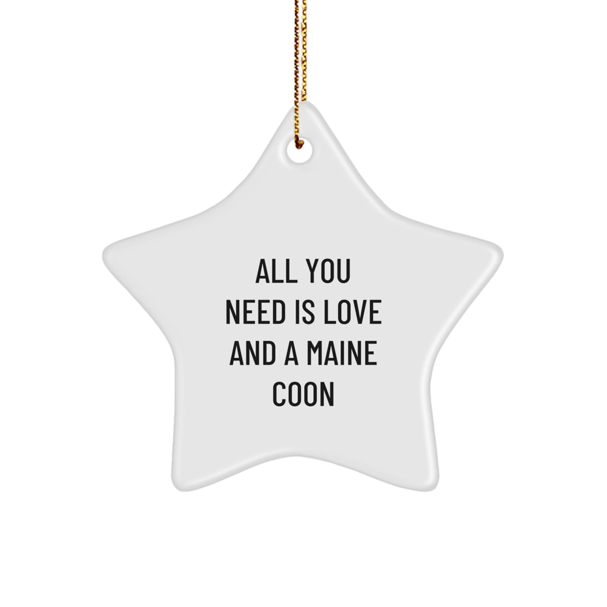 Funny Maine Coon Cat Lover Gifts from Men to Family Member - All You Need Is Love And A Maine Coon Christmas Unique Star Ornament - Image 1