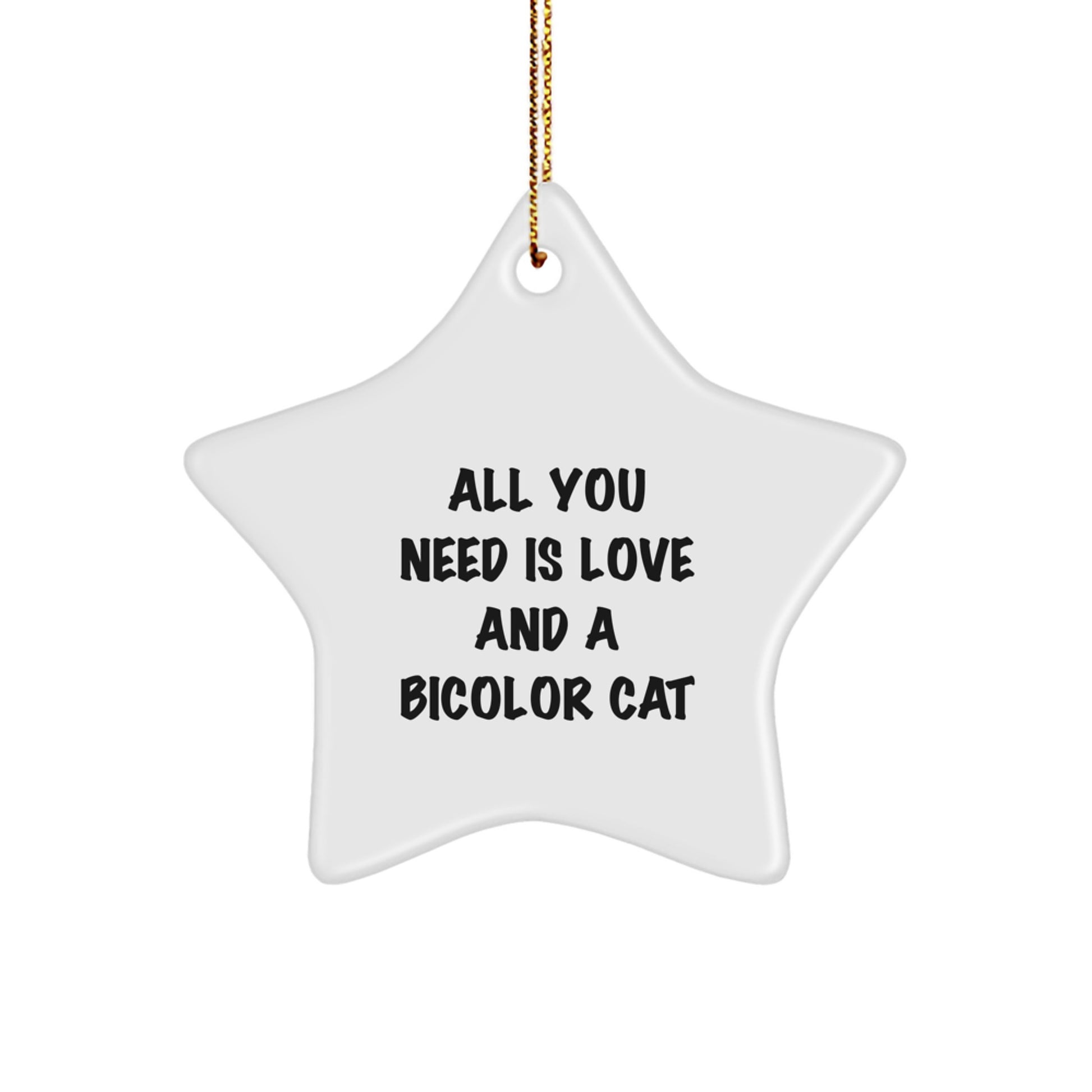 Funny Bicolor Cat Star Ornament Gifts from Friends, Coworkers, Family - All You Need Is Love, Christmas Unique Gifts - Image 1