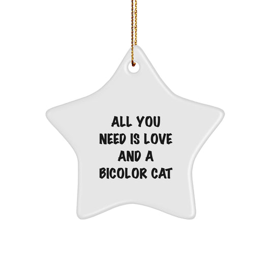 Funny Bicolor Cat Star Ornament Gifts from Friends, Coworkers, Family - All You Need Is Love, Christmas Unique Gifts - Image 1